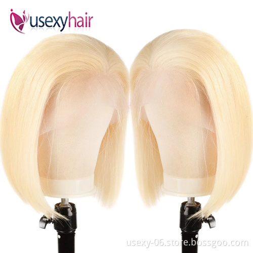 wholesale blonde curly wigs for black women hd lace pre plucked brazilian wigs transparent lace 613 blonde human hair wigs